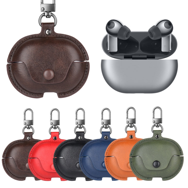 For Huawei FreeBuds Pro Business Leather Earphone Protective Case with Hook