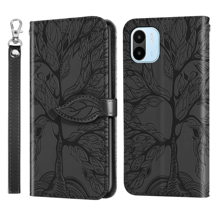For Xiaomi Redmi A1 Life Tree Embossing Pattern Leather Phone Case
