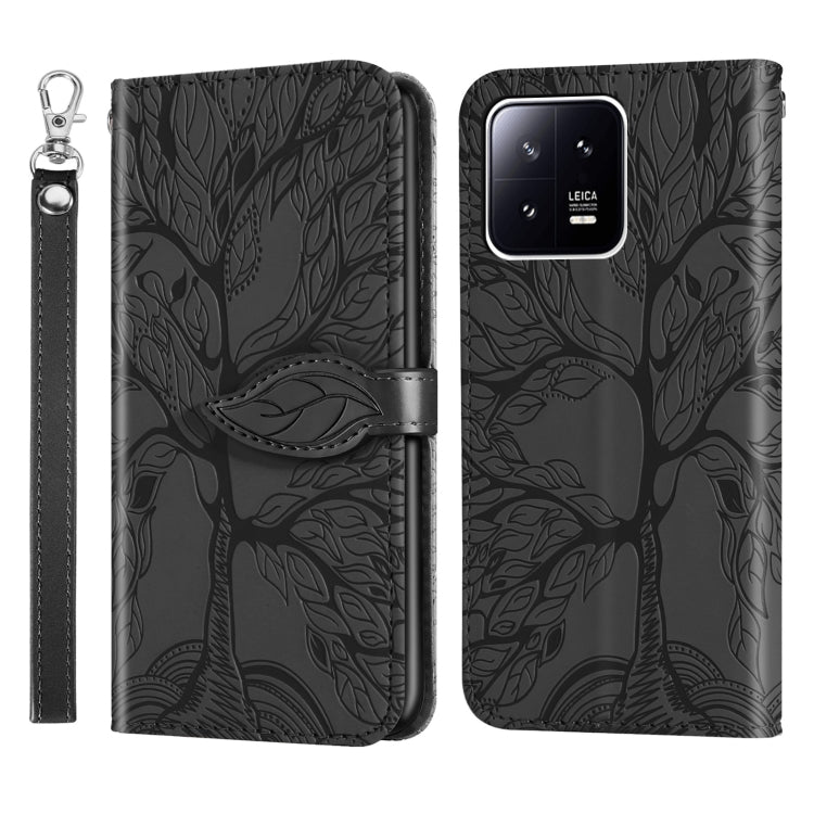 For Xiaomi 13 Life Tree Embossing Pattern Leather Phone Case