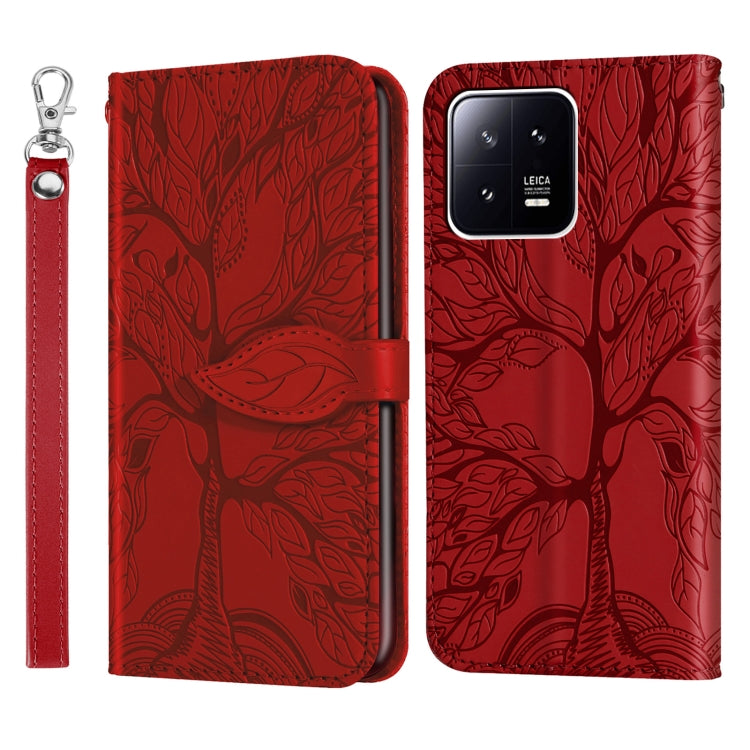 For Xiaomi 13 Life Tree Embossing Pattern Leather Phone Case