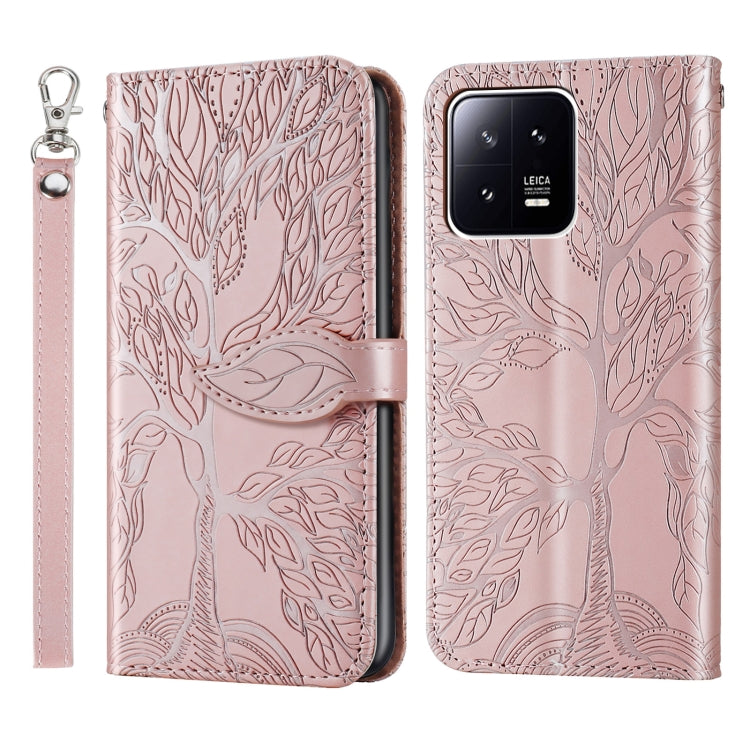 For Xiaomi 13 Life Tree Embossing Pattern Leather Phone Case