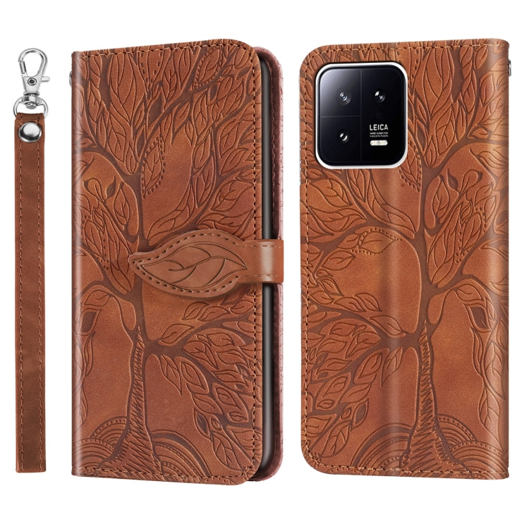 For Xiaomi 13 Life Tree Embossing Pattern Leather Phone Case