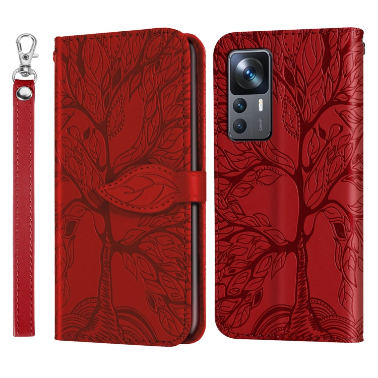 For Xiaomi 12T Life Tree Embossing Pattern Leather Phone Case