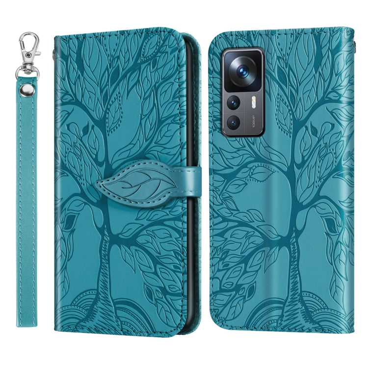 For Xiaomi 12T Life Tree Embossing Pattern Leather Phone Case