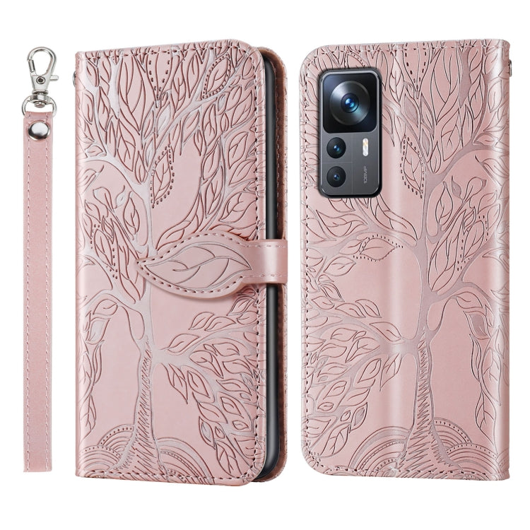 For Xiaomi 12T Life Tree Embossing Pattern Leather Phone Case