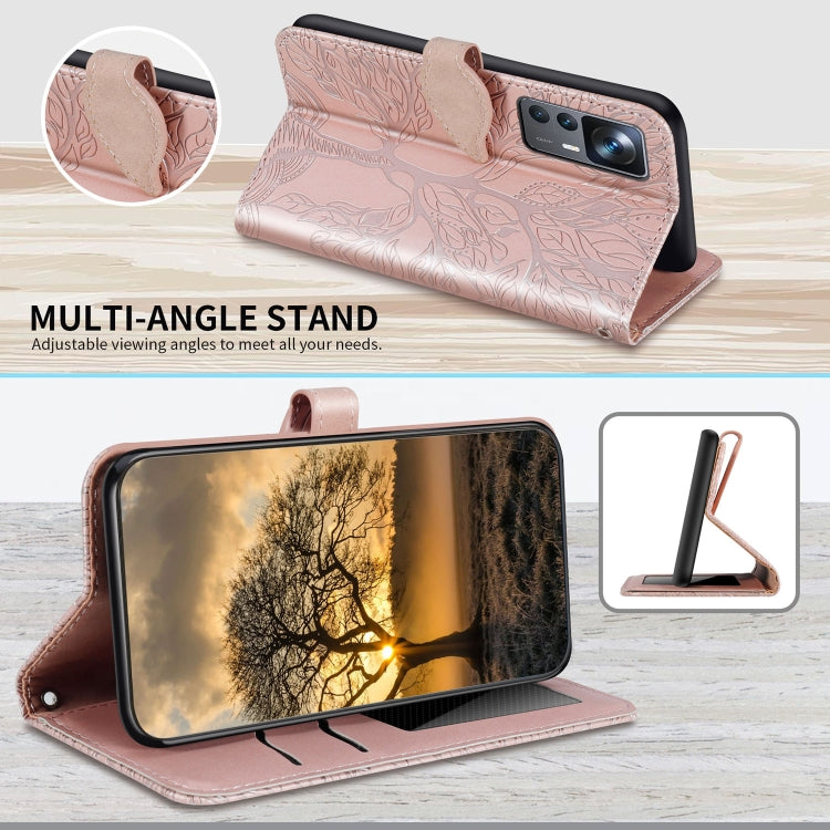 For Xiaomi 12T Life Tree Embossing Pattern Leather Phone Case