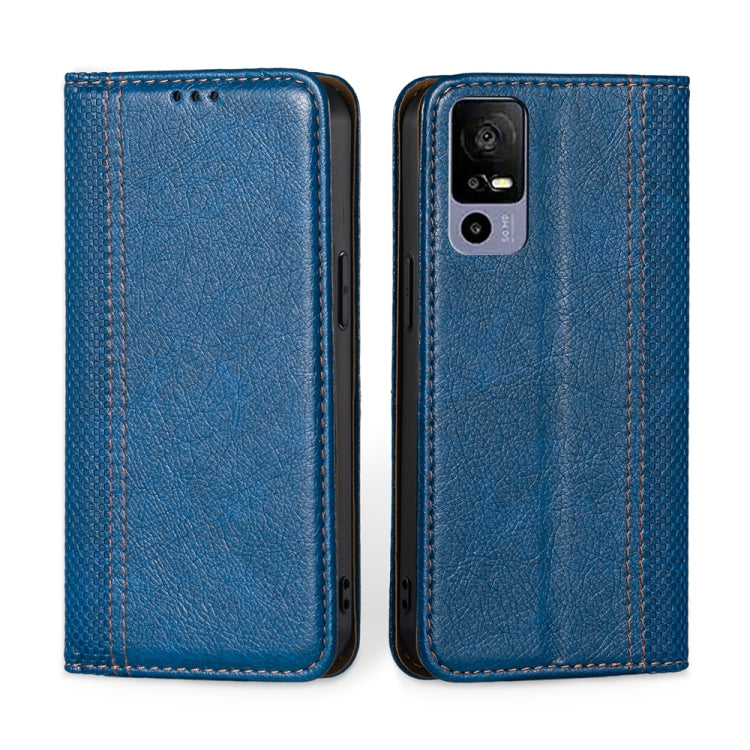 For TCL 40R 5G Grid Texture Magnetic Flip Leather Phone Case