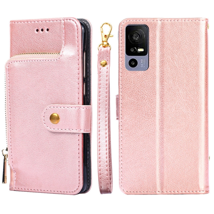 For TCL 40R 5G Zipper Bag Leather Phone Case