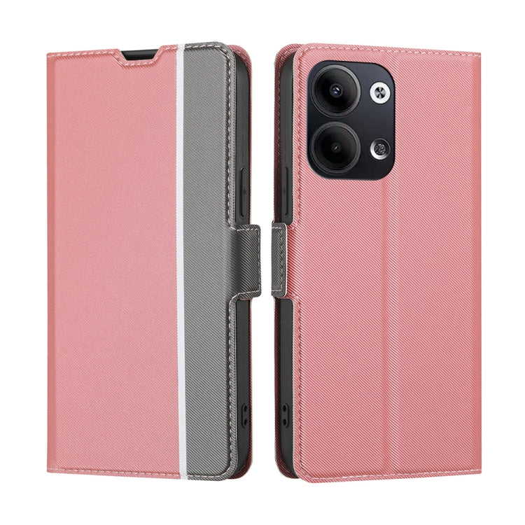 For OPPO Reno9 5G / Reno9 Pro 5G Twill Texture Side Button Leather Phone Case