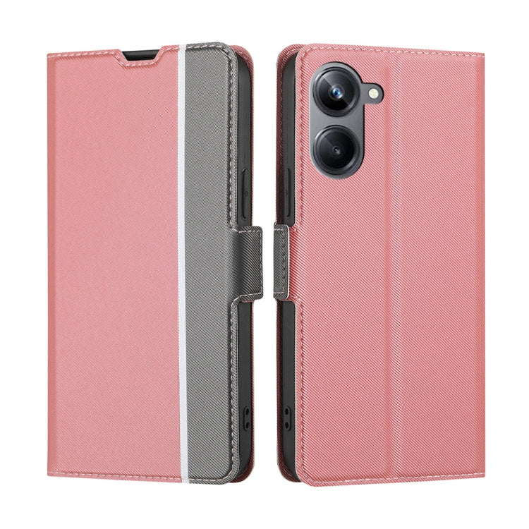 For Realme 10 Pro 5G Twill Texture Side Button Leather Phone Case
