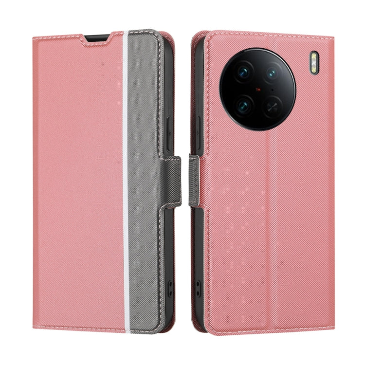 For vivo X90 Pro 5G Twill Texture Side Button Leather Phone Case