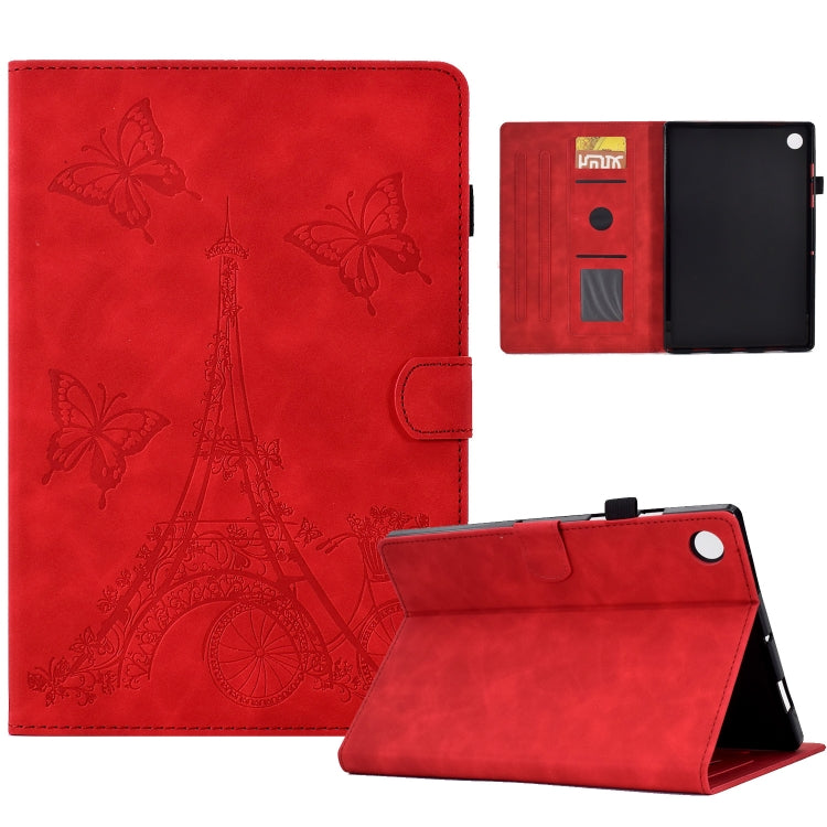 For Lenovo M10 Plus Tower Embossed Leather Smart Tablet Case