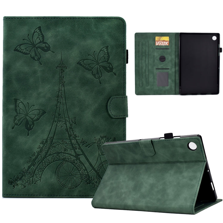 For Lenovo M10 Plus Tower Embossed Leather Smart Tablet Case