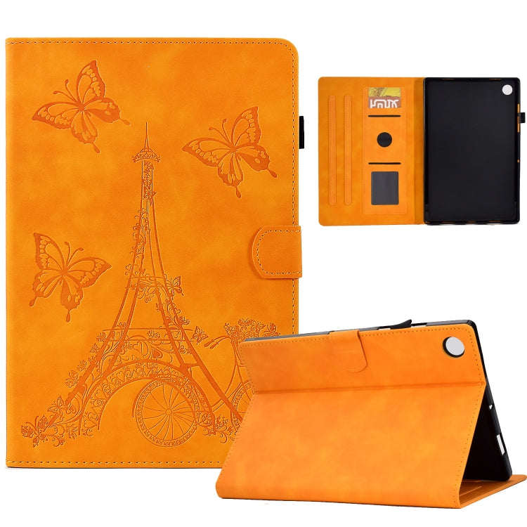 For Lenovo M10 Plus Tower Embossed Leather Smart Tablet Case