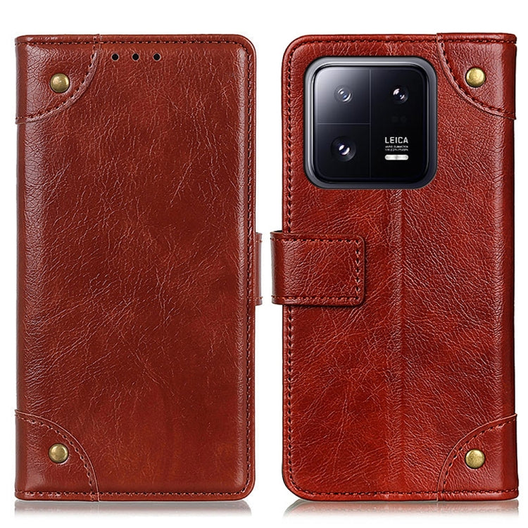 For Xiaomi 13 Copper Buckle Nappa Texture Leather Phone Case