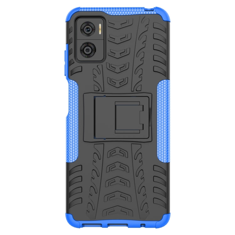 For Motorola Moto E22 Tire Texture TPU + PC Phone Case with Holder