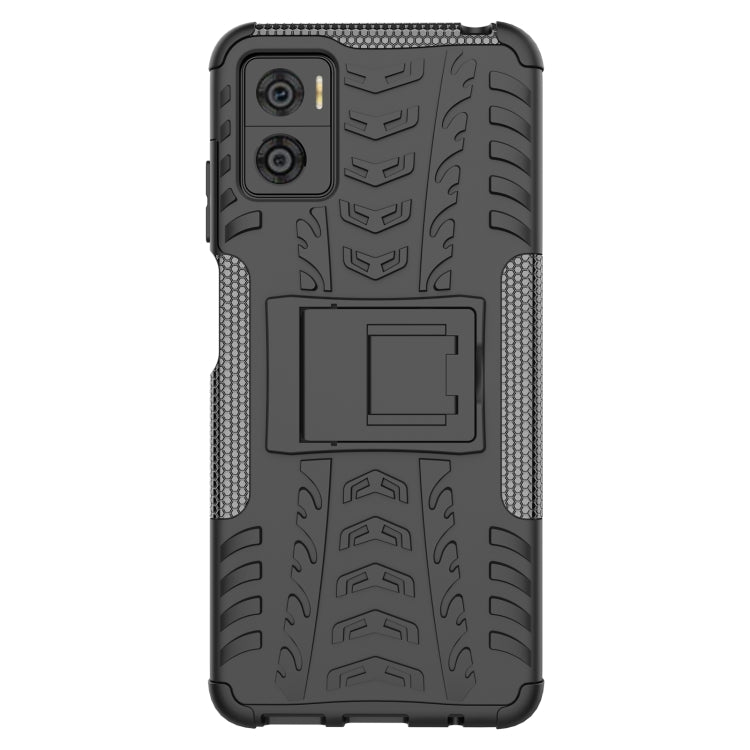 For Motorola Moto E22 Tire Texture TPU + PC Phone Case with Holder