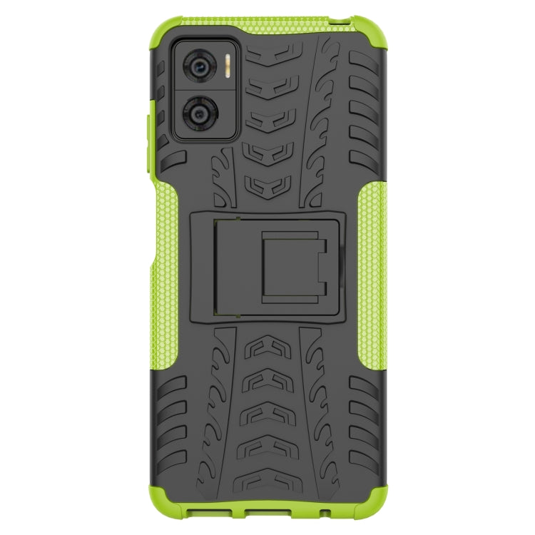 For Motorola Moto E22 Tire Texture TPU + PC Phone Case with Holder
