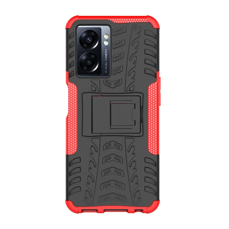 For OPPO A57 5G / OnePlus Nord N300 Tire Texture TPU + PC Phone Case with Holder