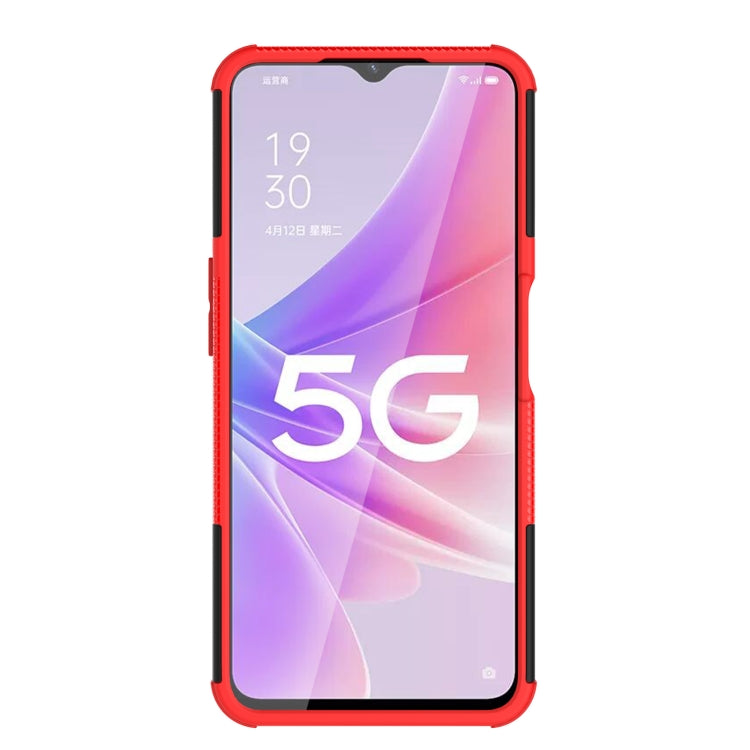 For OPPO A57 5G / OnePlus Nord N300 Tire Texture TPU + PC Phone Case with Holder