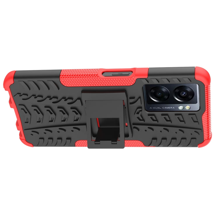 For OPPO A57 5G / OnePlus Nord N300 Tire Texture TPU + PC Phone Case with Holder