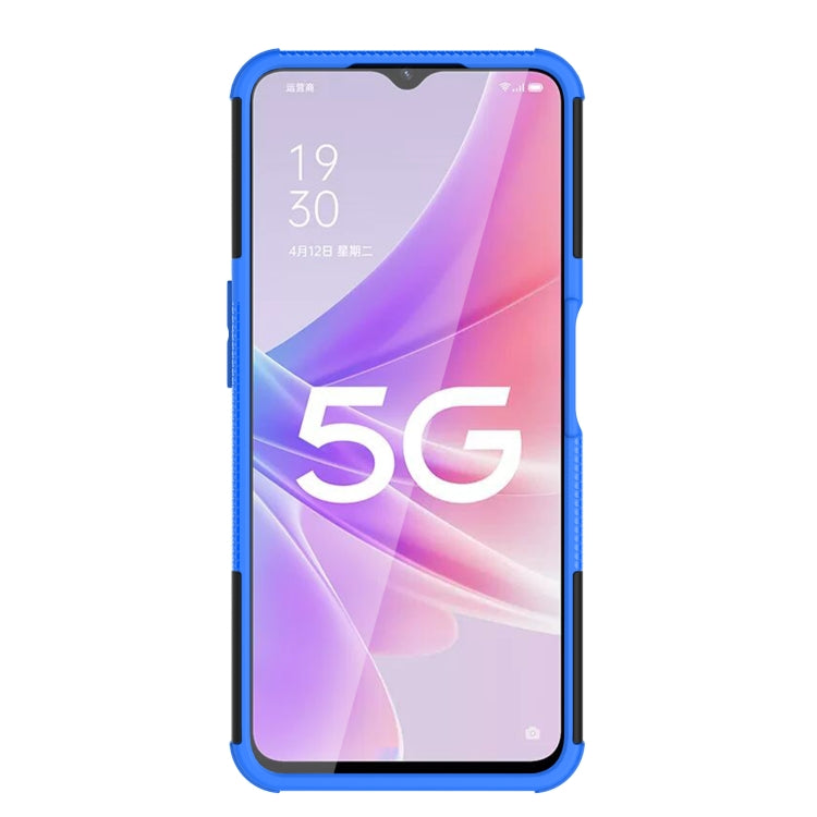 For OPPO A57 5G / OnePlus Nord N300 Tire Texture TPU + PC Phone Case with Holder