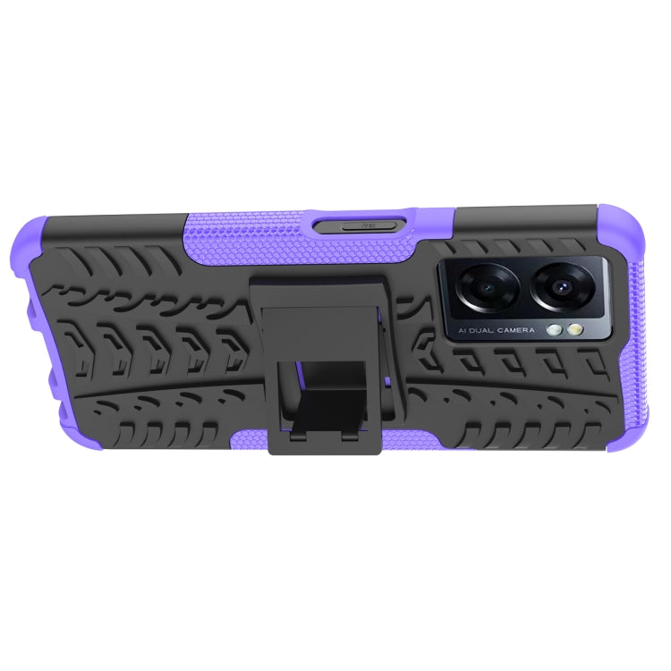 For OPPO A57 5G / OnePlus Nord N300 Tire Texture TPU + PC Phone Case with Holder