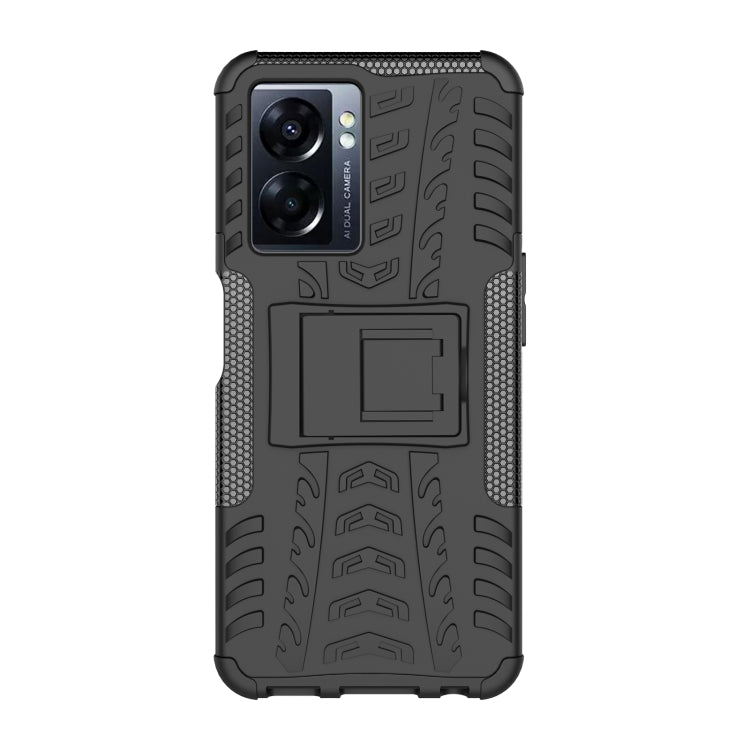 For OPPO A57 5G / OnePlus Nord N300 Tire Texture TPU + PC Phone Case with Holder