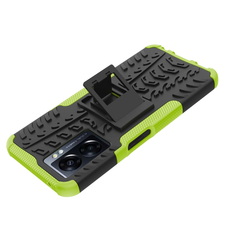 For OPPO A57 5G / OnePlus Nord N300 Tire Texture TPU + PC Phone Case with Holder