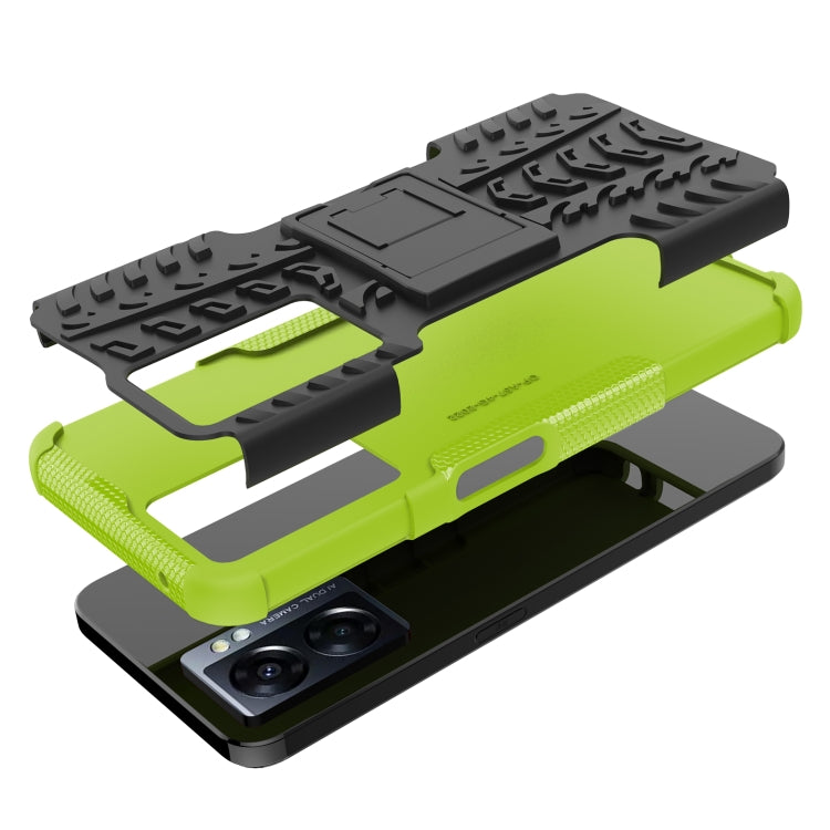 For OPPO A57 5G / OnePlus Nord N300 Tire Texture TPU + PC Phone Case with Holder