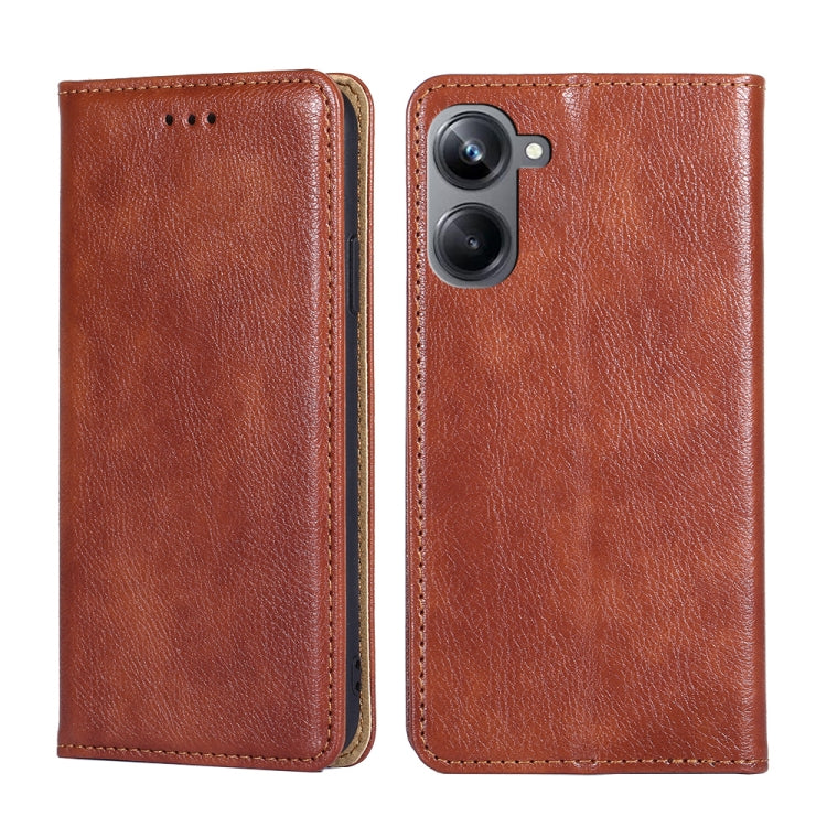 For Realme 10 Pro 5G Gloss Oil Solid Color Magnetic Leather Phone Case