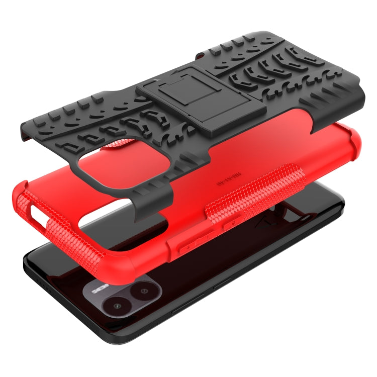 For Xiaomi Redmi A1 4G Tire Texture TPU + PC Phone Case with Holder