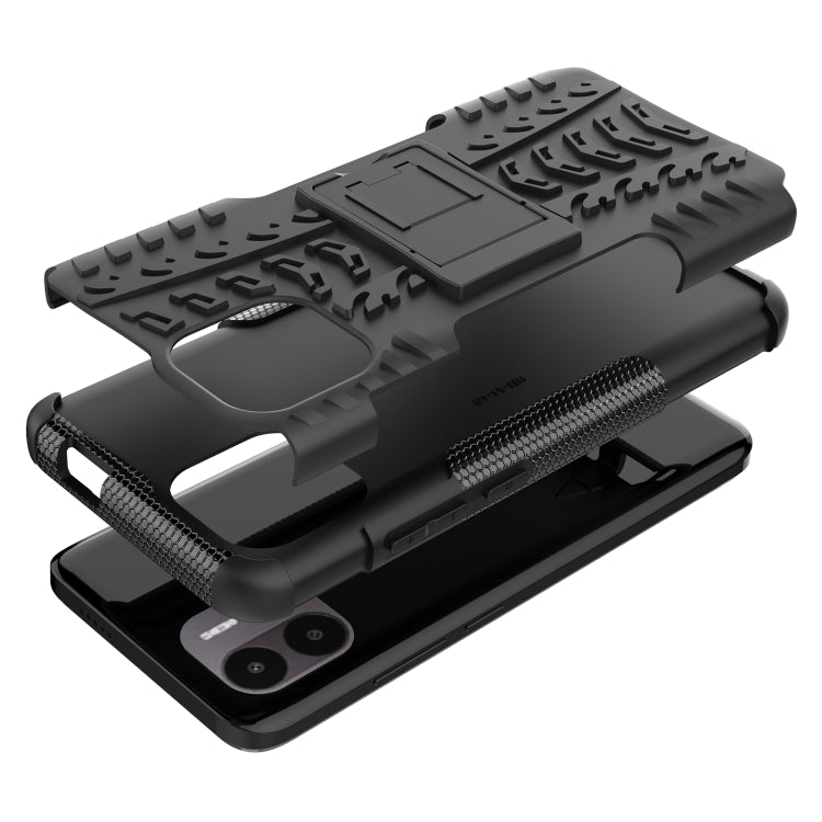 For Xiaomi Redmi A1 4G Tire Texture TPU + PC Phone Case with Holder