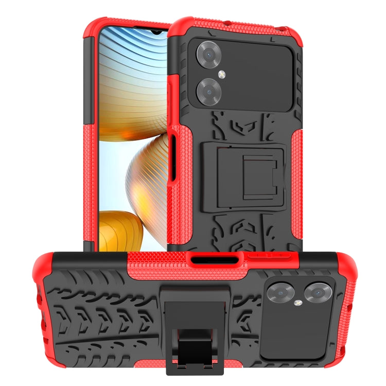 For Xiaomi Poco M4 Tire Texture TPU + PC Phone Case with Holder