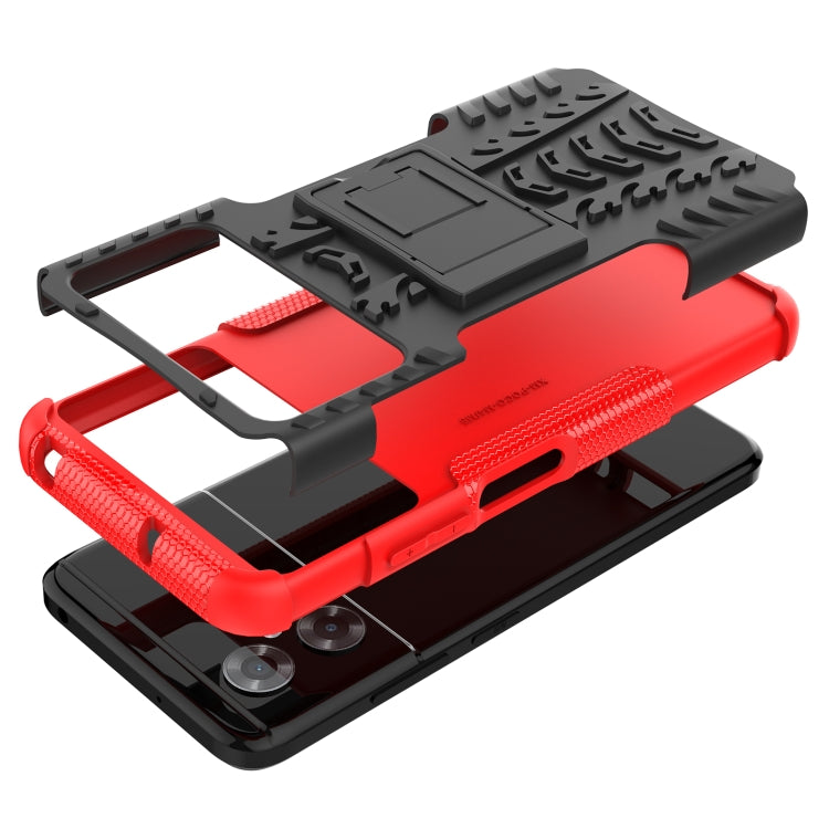 For Xiaomi Poco M4 Tire Texture TPU + PC Phone Case with Holder