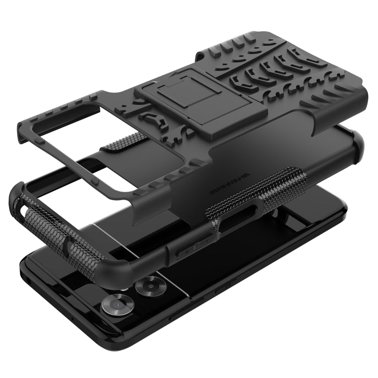 For Xiaomi Poco M4 Tire Texture TPU + PC Phone Case with Holder