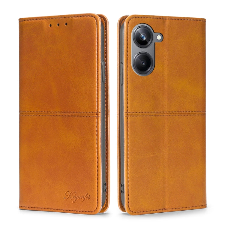 For Realme 10 Pro 5G Cow Texture Magnetic Horizontal Flip Leather Phone Case