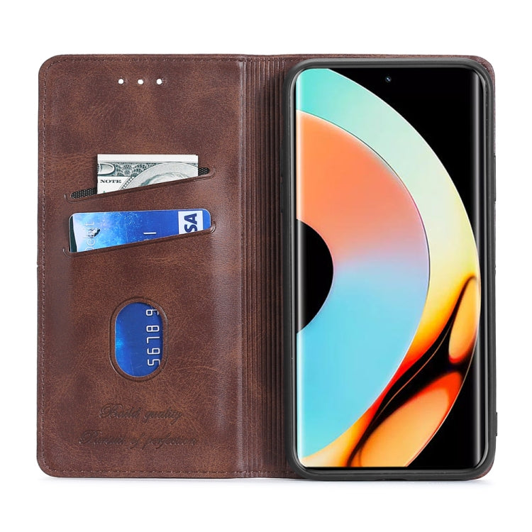 For Realme 10 Pro+ 5G Cow Texture Magnetic Horizontal Flip Leather Phone Case