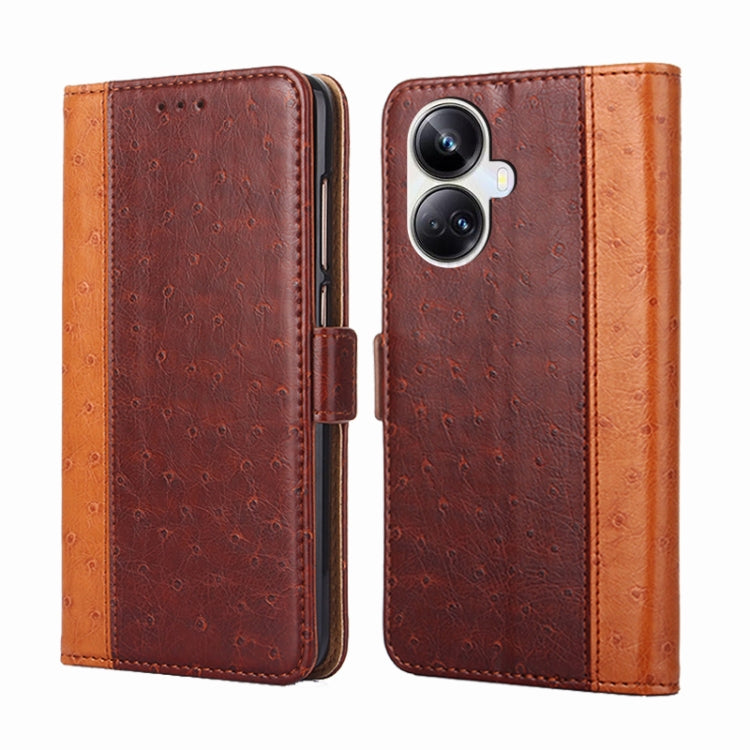 For Realme 10 Pro+ 5G Ostrich Texture Flip Leather Phone Case
