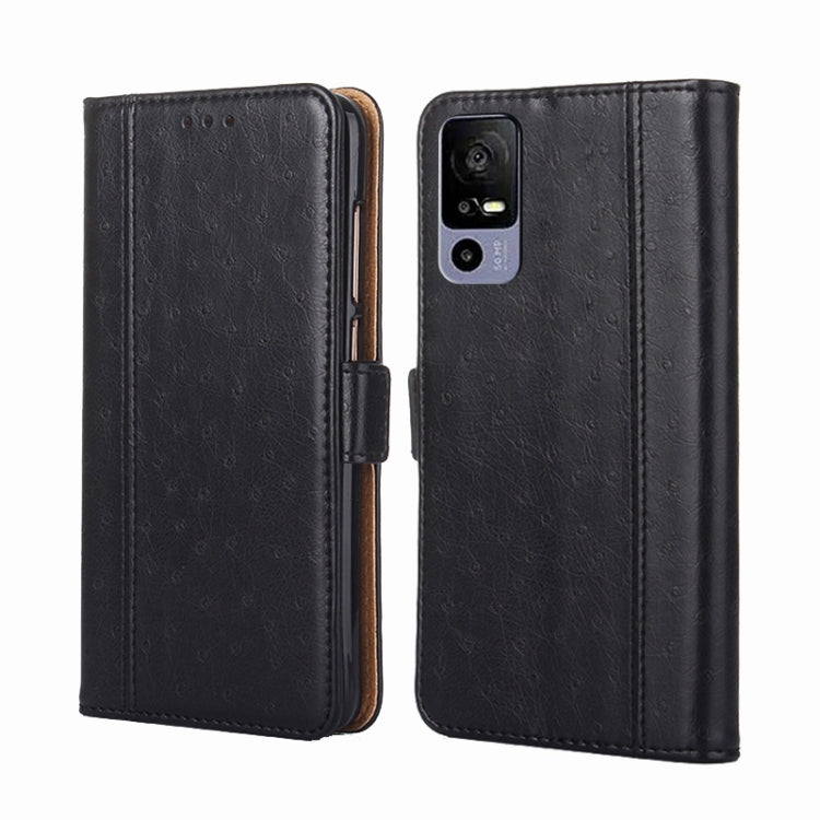 For TCL 40R 5G Ostrich Texture Flip Leather Phone Case