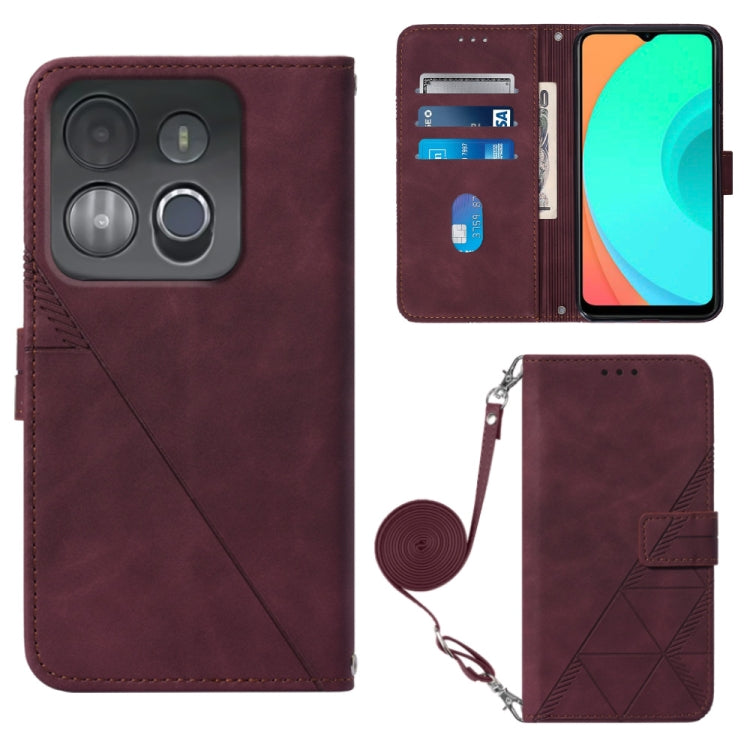 For Infinix Smart 7 Crossbody 3D Embossed Flip Leather Phone Case