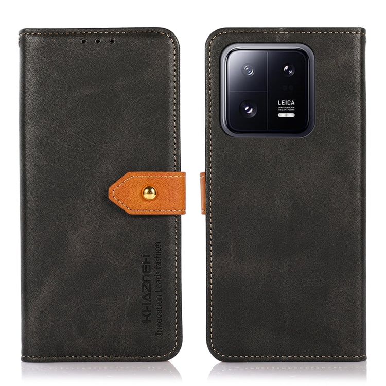For Xiaomi 13 KHAZNEH Dual-color Cowhide Texture Flip Leather Phone Case