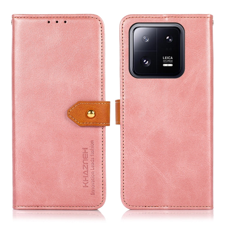 For Xiaomi 13 KHAZNEH Dual-color Cowhide Texture Flip Leather Phone Case