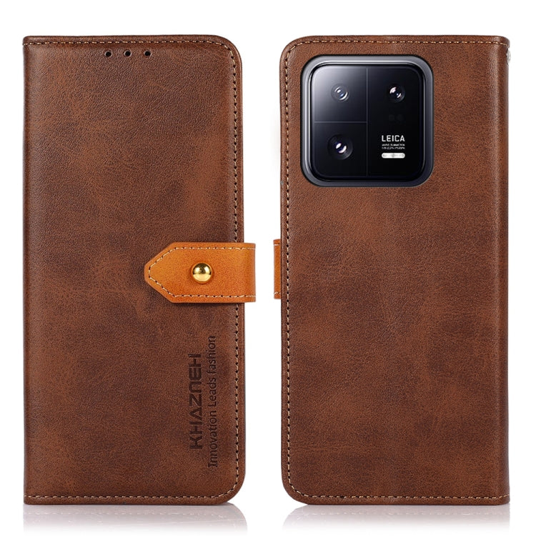 For Xiaomi 13 KHAZNEH Dual-color Cowhide Texture Flip Leather Phone Case