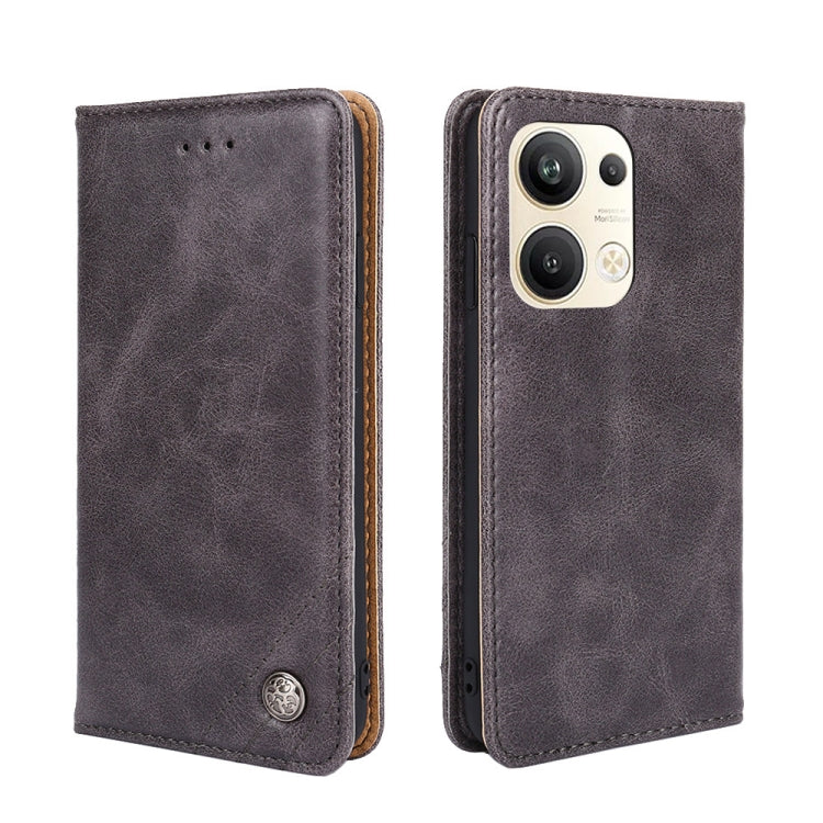 For OPPO Reno9 Pro+ 5G Non-Magnetic Retro Texture Flip Leather Phone Case