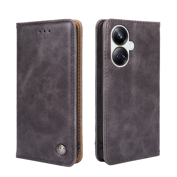 For Realme 10 Pro+ 5G Non-Magnetic Retro Texture Flip Leather Phone Case