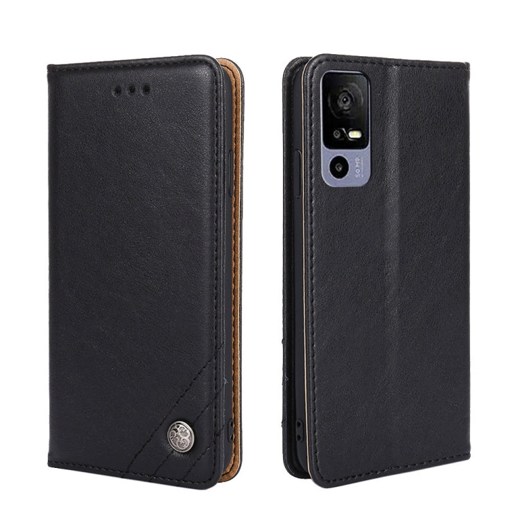 For TCL 40R 5G Non-Magnetic Retro Texture Flip Leather Phone Case