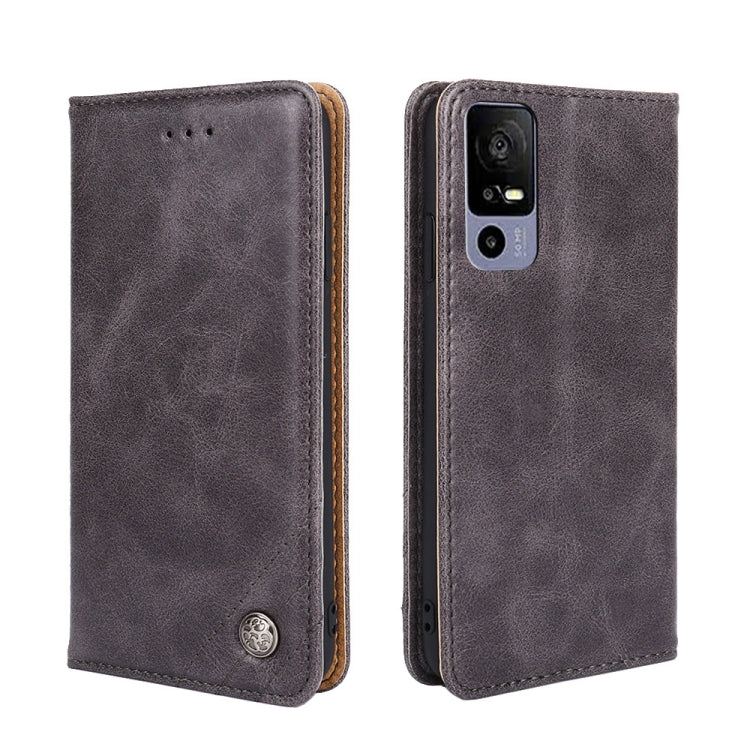 For TCL 40R 5G Non-Magnetic Retro Texture Flip Leather Phone Case