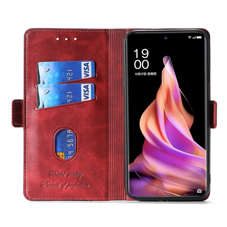 For OPPO Reno9 5G / Reno9 Pro 5G Contrast Color Side Buckle Leather Phone Case
