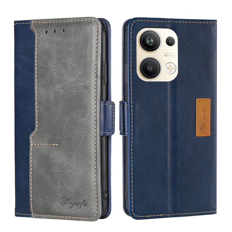 For OPPO Reno9 Pro+ 5G Contrast Color Side Buckle Leather Phone Case